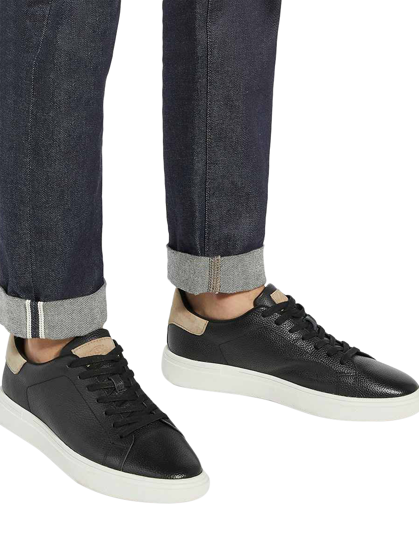 Product image 2 of 6, which shows Dune London Toyon Leather Trainers, Black, 6