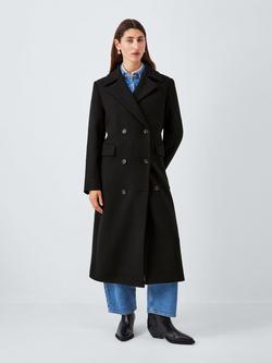 John Lewis Double Breasted Wool Blend Coat - view 2, Black