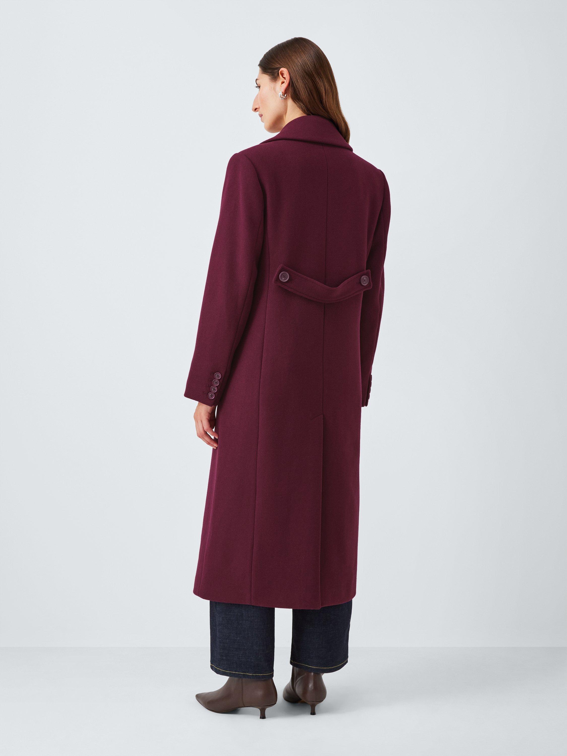 Product image 3 of 7, which shows John Lewis Double Breasted Wool Blend Coat, Burgundy, 8