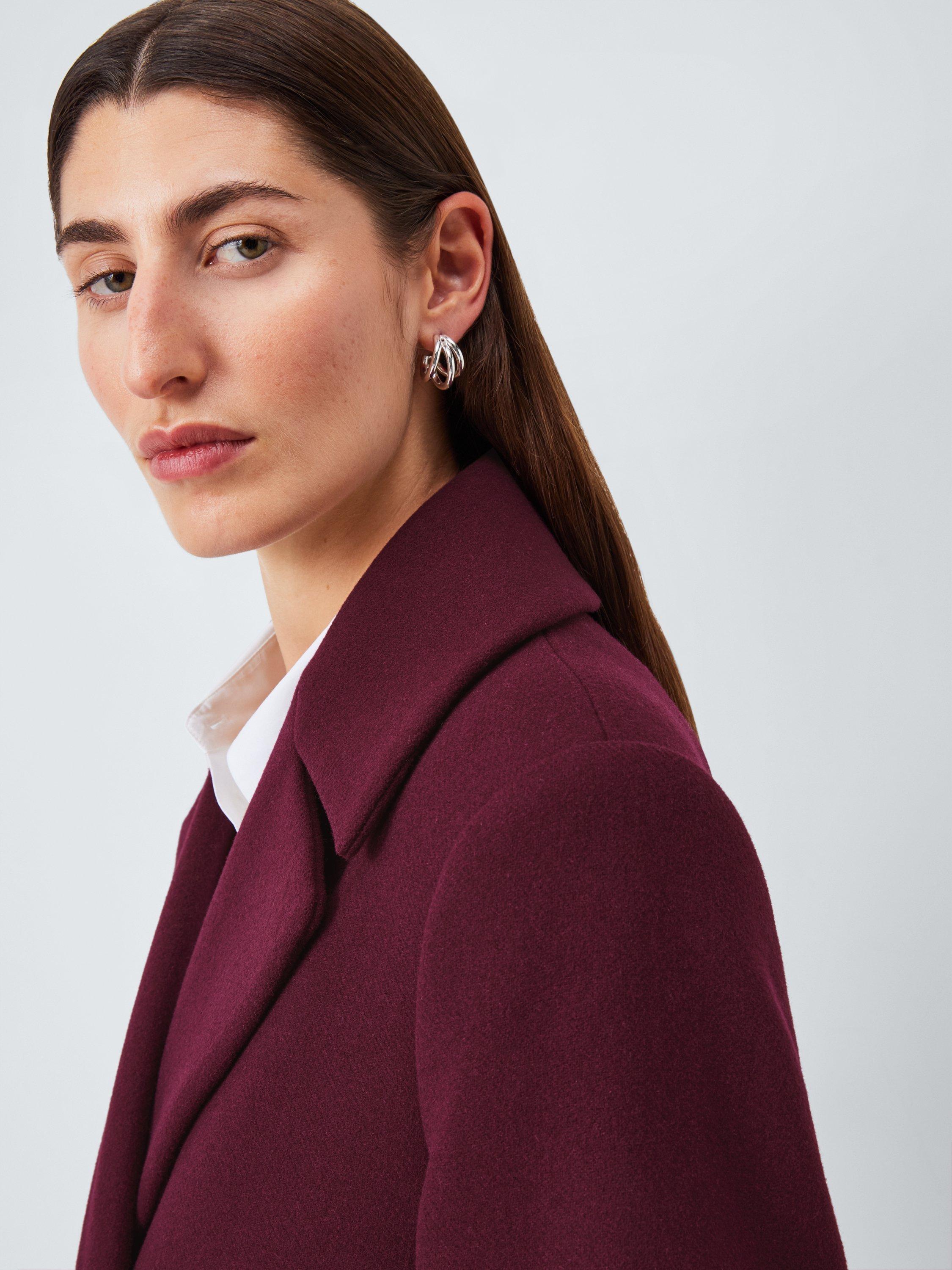 Product image 5 of 7, which shows John Lewis Double Breasted Wool Blend Coat, Burgundy, 8