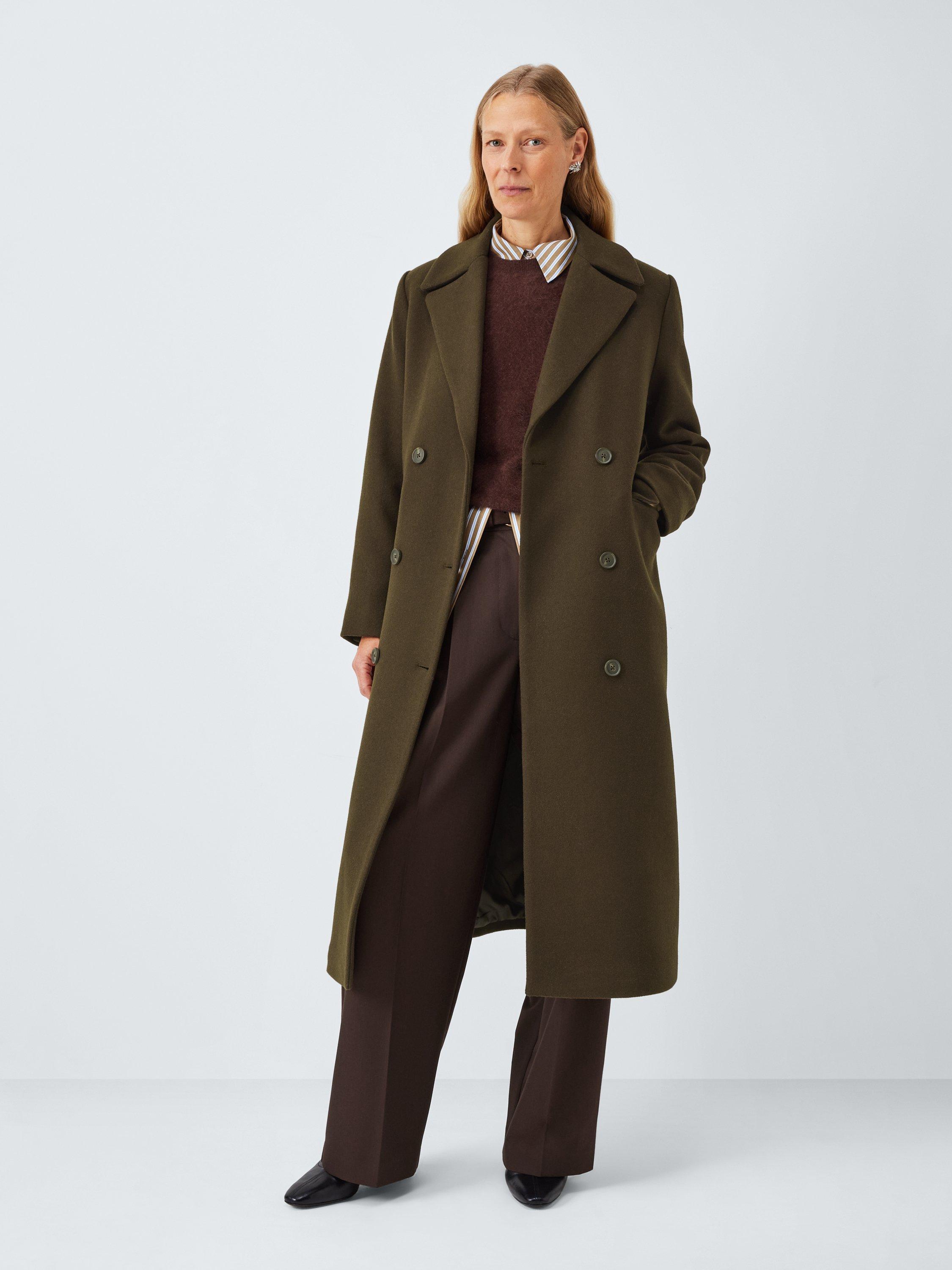 Product image 2 of 7, which shows John Lewis Double Breasted Wool Blend Coat, Khaki, 8