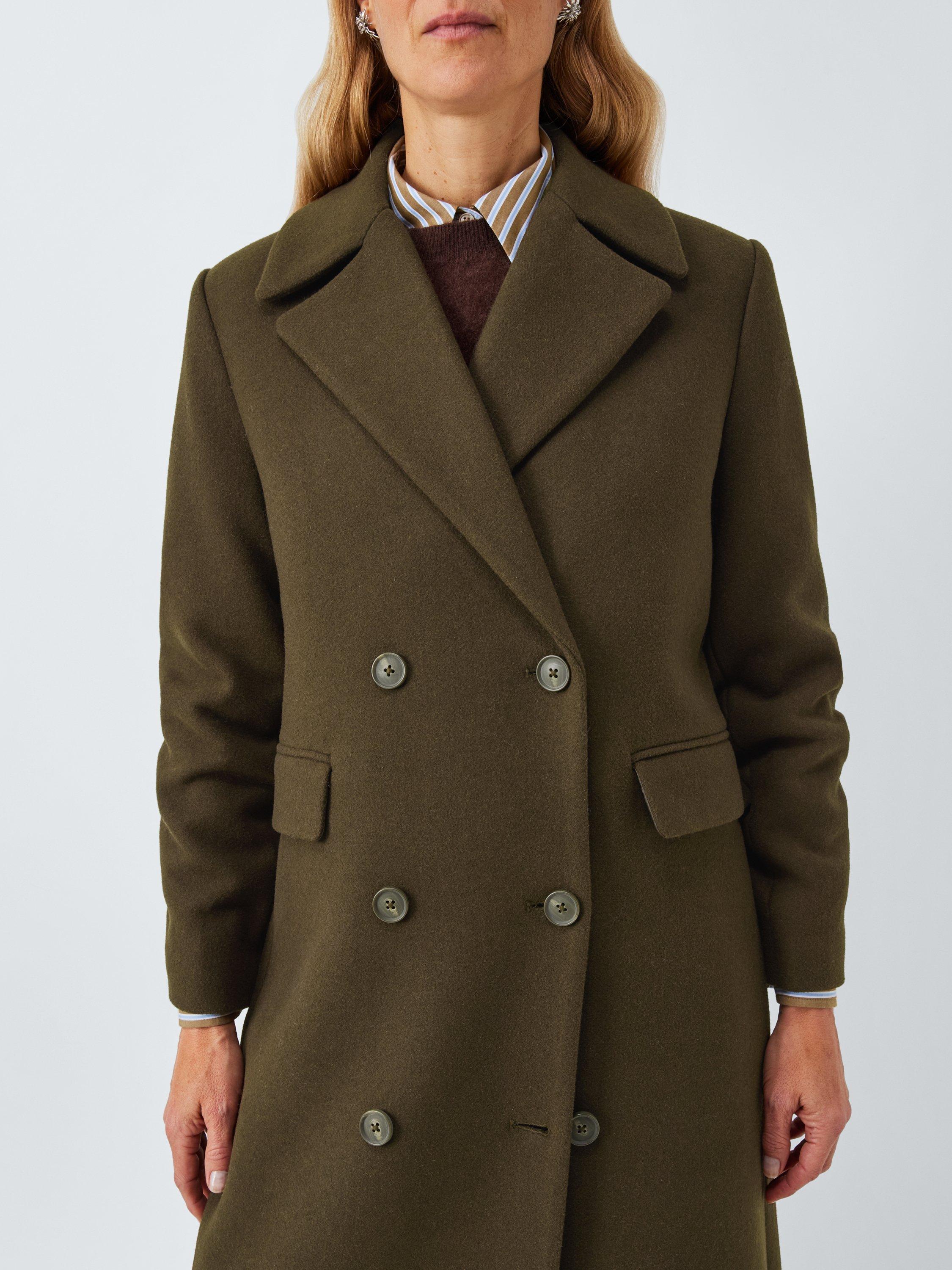 Product image 5 of 7, which shows John Lewis Double Breasted Wool Blend Coat, Khaki, 8