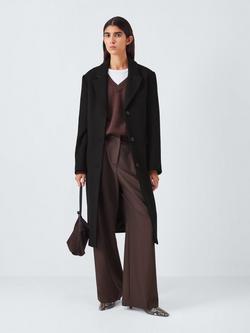 John Lewis Single Breasted Wool Blend Coat, Black