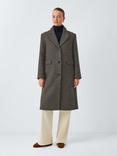 John Lewis Check Wool Blend Coat, Black/Multi