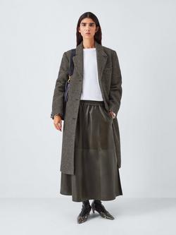 John Lewis Single Breasted Wool Blend Check Coat, Black/Multi, Black/Multi