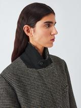 John Lewis Check Wool Blend Coat, Black/Multi