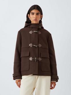 John Lewis Short Wool Blend Duffle Coat - view 2, Brown