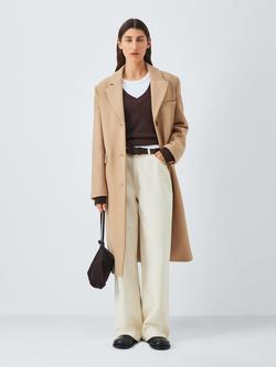 John Lewis Single Breasted Wool Blend Coat, Camel