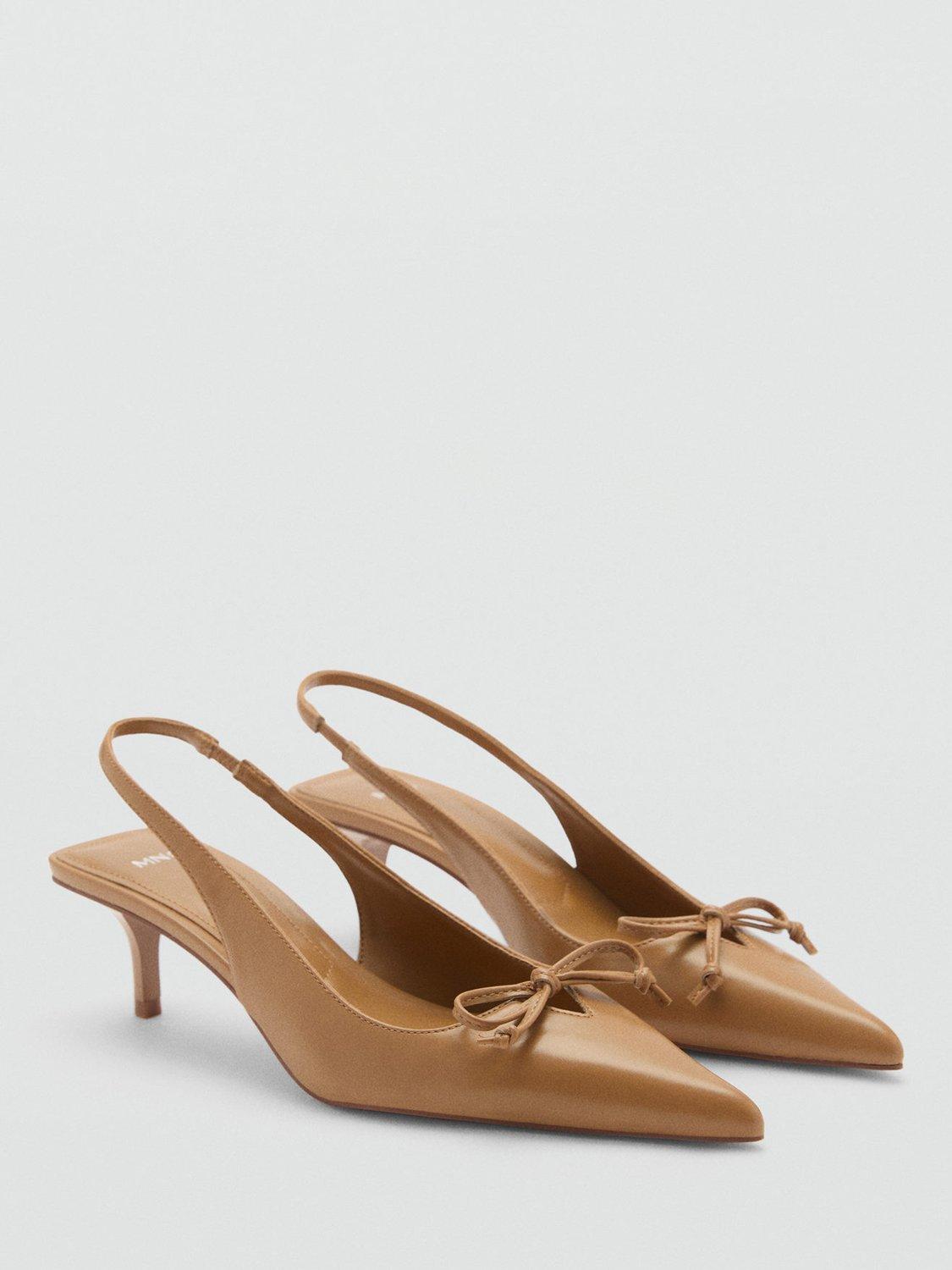 Product image 3 of 4, which shows Mango Touly Bow Pointed Slingback Courts, Medium Brown, 7