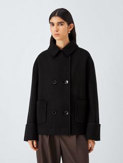 John Lewis Short Double Breasted City Coat - view 2, Black