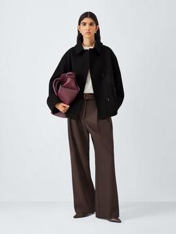 John Lewis Short Double Breasted City Coat, Black