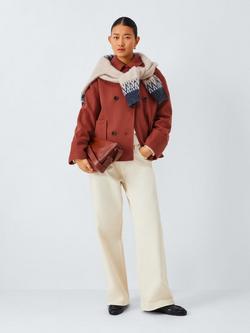 John Lewis Short Double Breasted City Coat, Chestnut