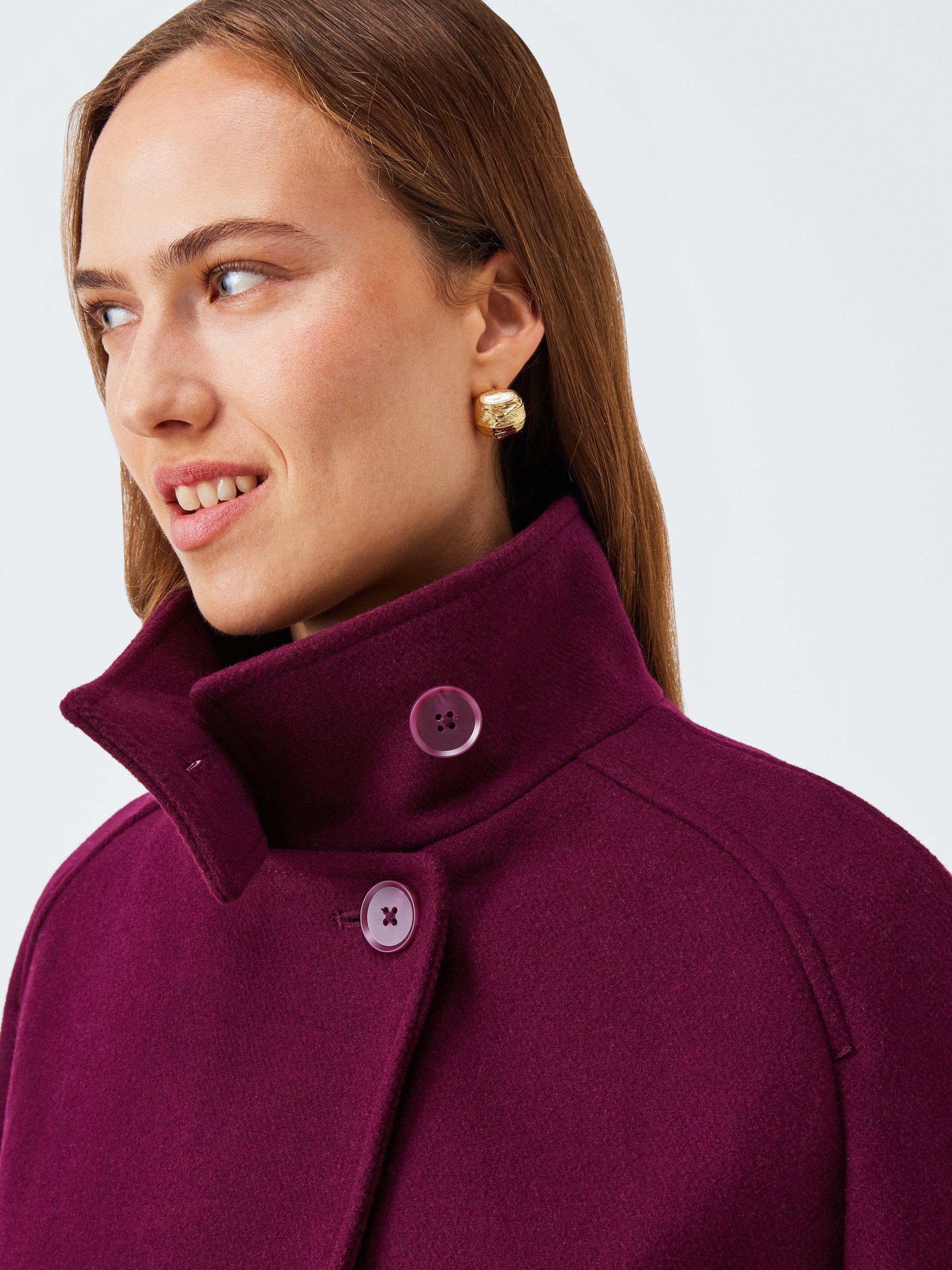 Product image 5 of 7, which shows John Lewis Short Funnel Neck Wool Blend Jacket, Burgundy, 8