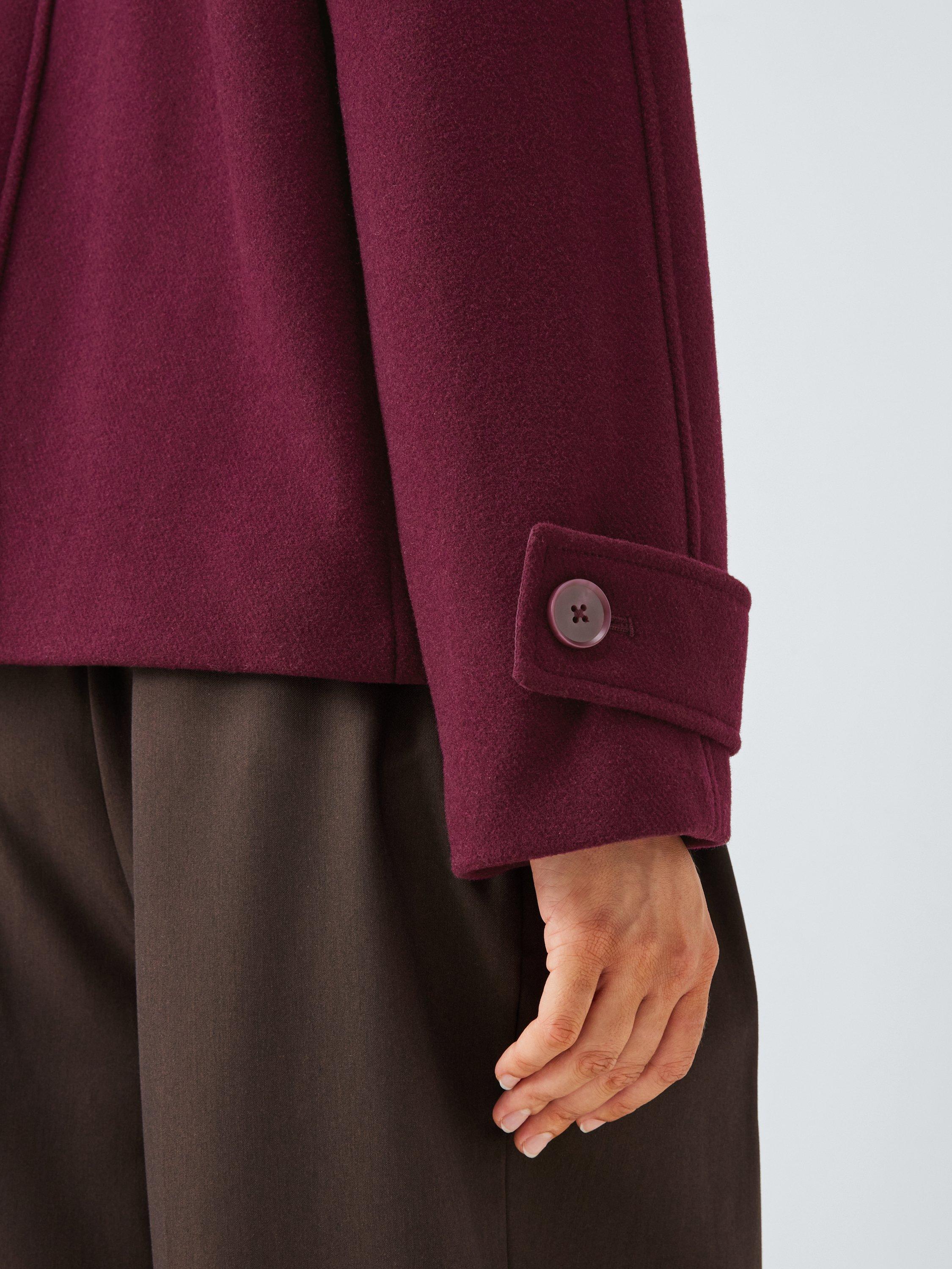 Product image 6 of 7, which shows John Lewis Short Funnel Neck Wool Blend Jacket, Burgundy, 8
