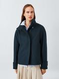 John Lewis Short Funnel Neck Wool Blend Jacket, Navy