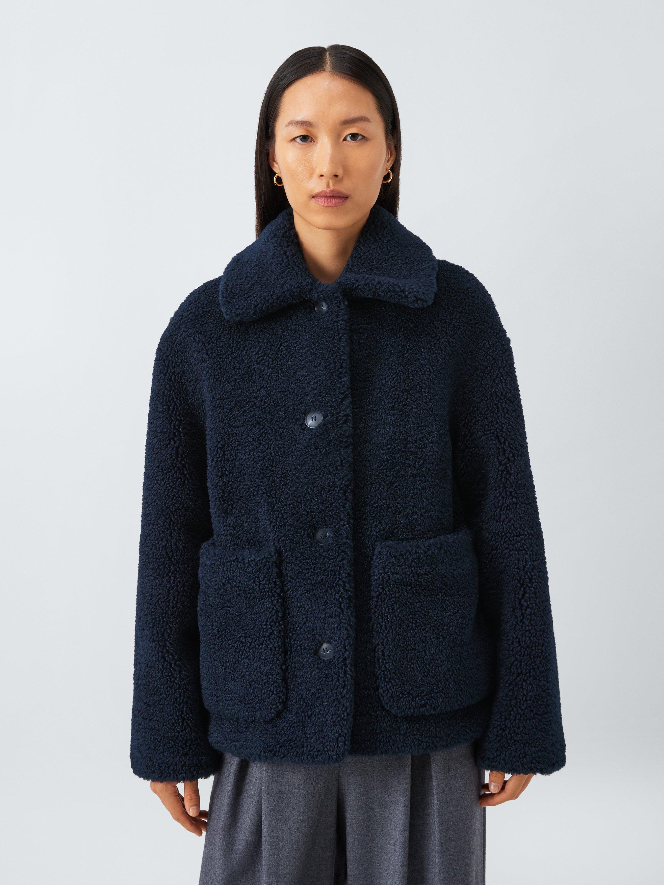 Product image 2 of 6, which shows John Lewis Short Teddy Coat, Navy, 20