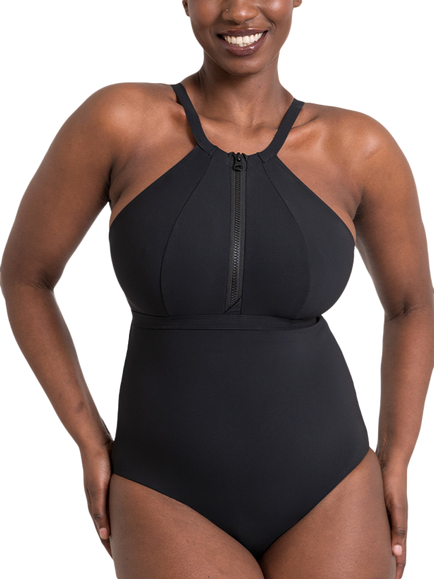 Curvy Kate Zip Tide Swimsuit, Black