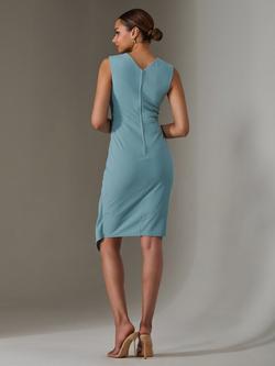 Jolie Moi Wrap Asymmetric Hem Dress - view 2, Duck Egg Blue