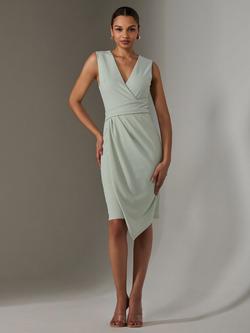 Jolie Moi Wrap Asymmetric Hem Dress, Light Green