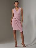 Jolie Moi Wrap Asymmetric Hem Dress, Dusty Pink