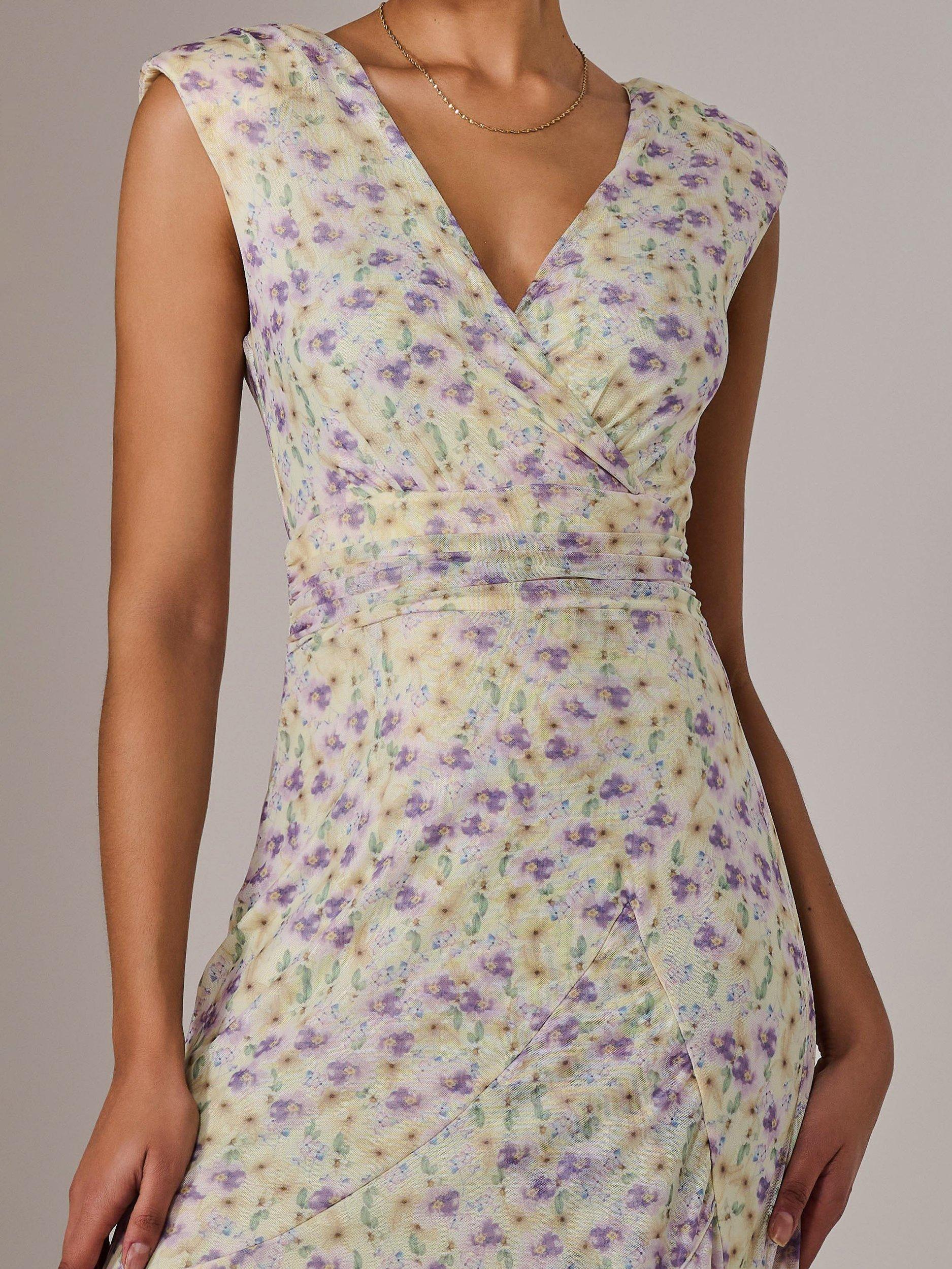 Product image 3 of 7, which shows Jolie Moi Floral Ruffle Midi Dress, Purple/Multi, 8