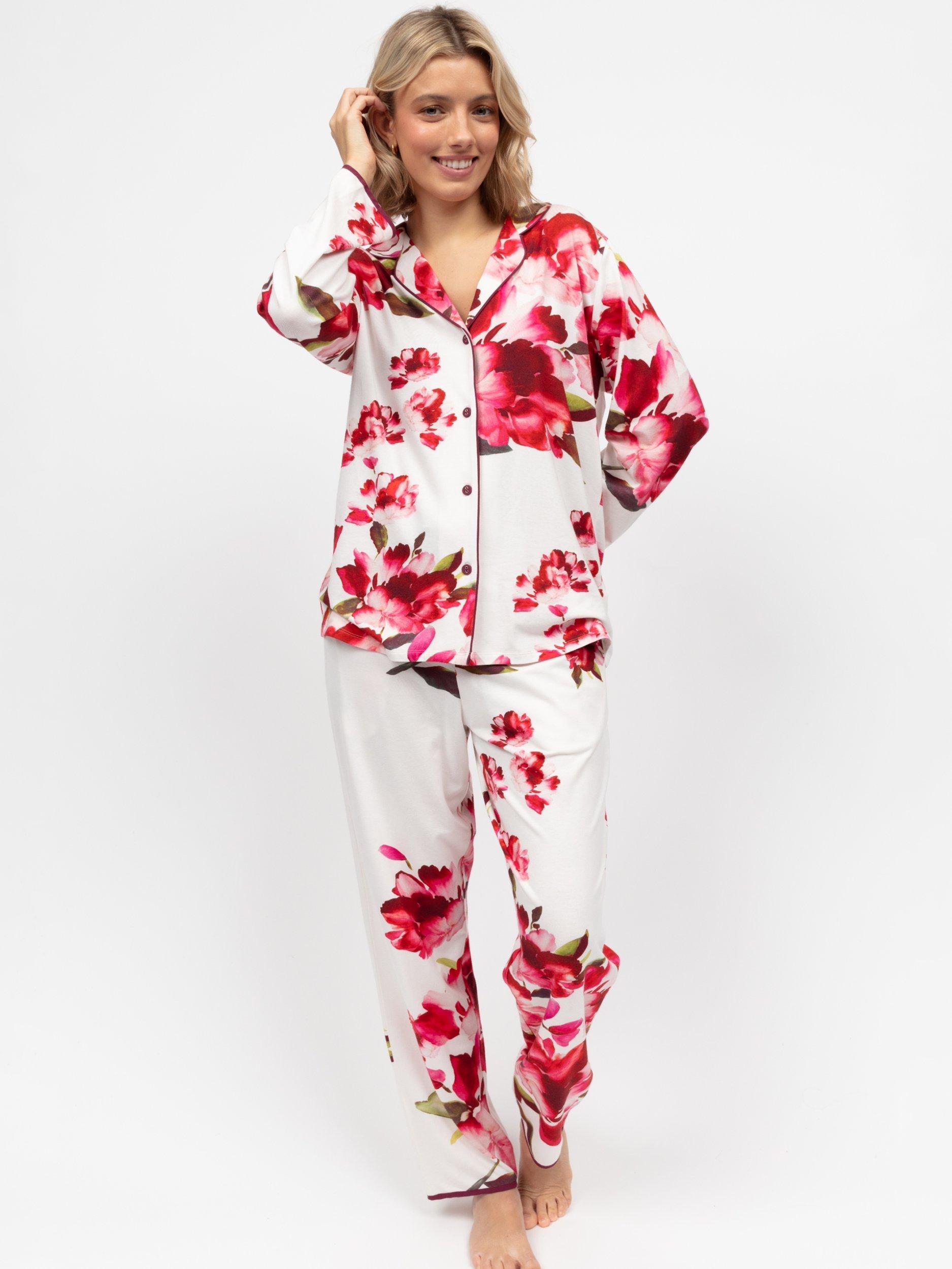 Cyberjammies Isabella Floral Long Pyjama Set, Ox Blood