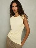 Reiss Sadie Sleeveless Ruched Tank Top, Buttermilk