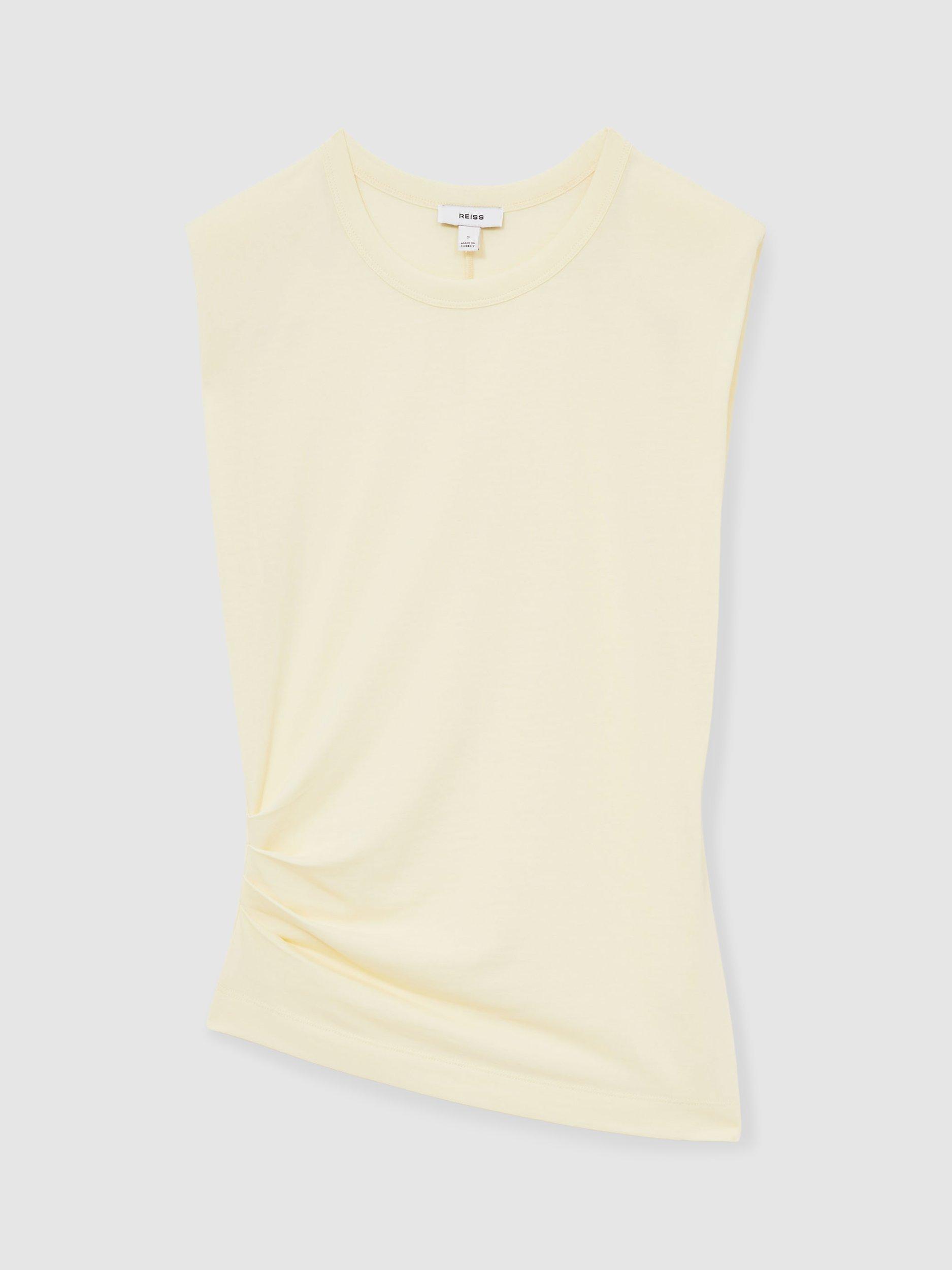 Product image 3 of 5, which shows Reiss Sadie Sleeveless Ruched Tank Top, Buttermilk, XS