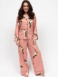 Cyberjammies Bonnie Crane Print Long Pyjama Set, Pink