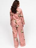 Cyberjammies Bonnie Crane Print Long Pyjama Set, Pink
