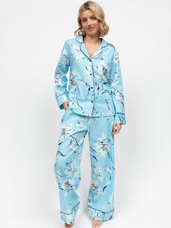 Cyberjammies Madelyn Floral Long Pyjama Set, Blue, Blue