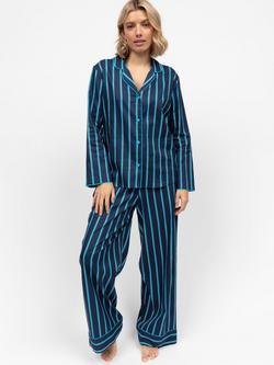 Cyberjammies Marina Stripe Long Pyjama Set, Navy, Navy
