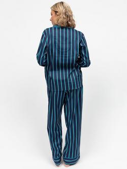 Cyberjammies Marina Stripe Long Pyjama Set, Navy - view 2, Navy