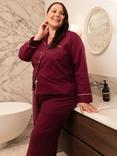 Cyberjammies Hotel Contrast Trim Long Pyjama Set, Ox Blood