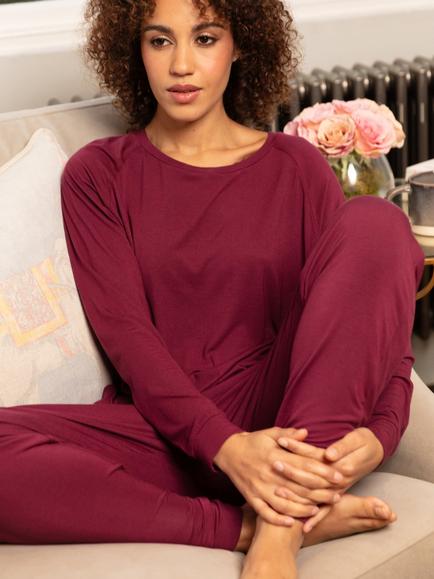 Cyberjammies Yasmin Jersey Pyjama Set, Ox Blood - view 2, Ox Blood