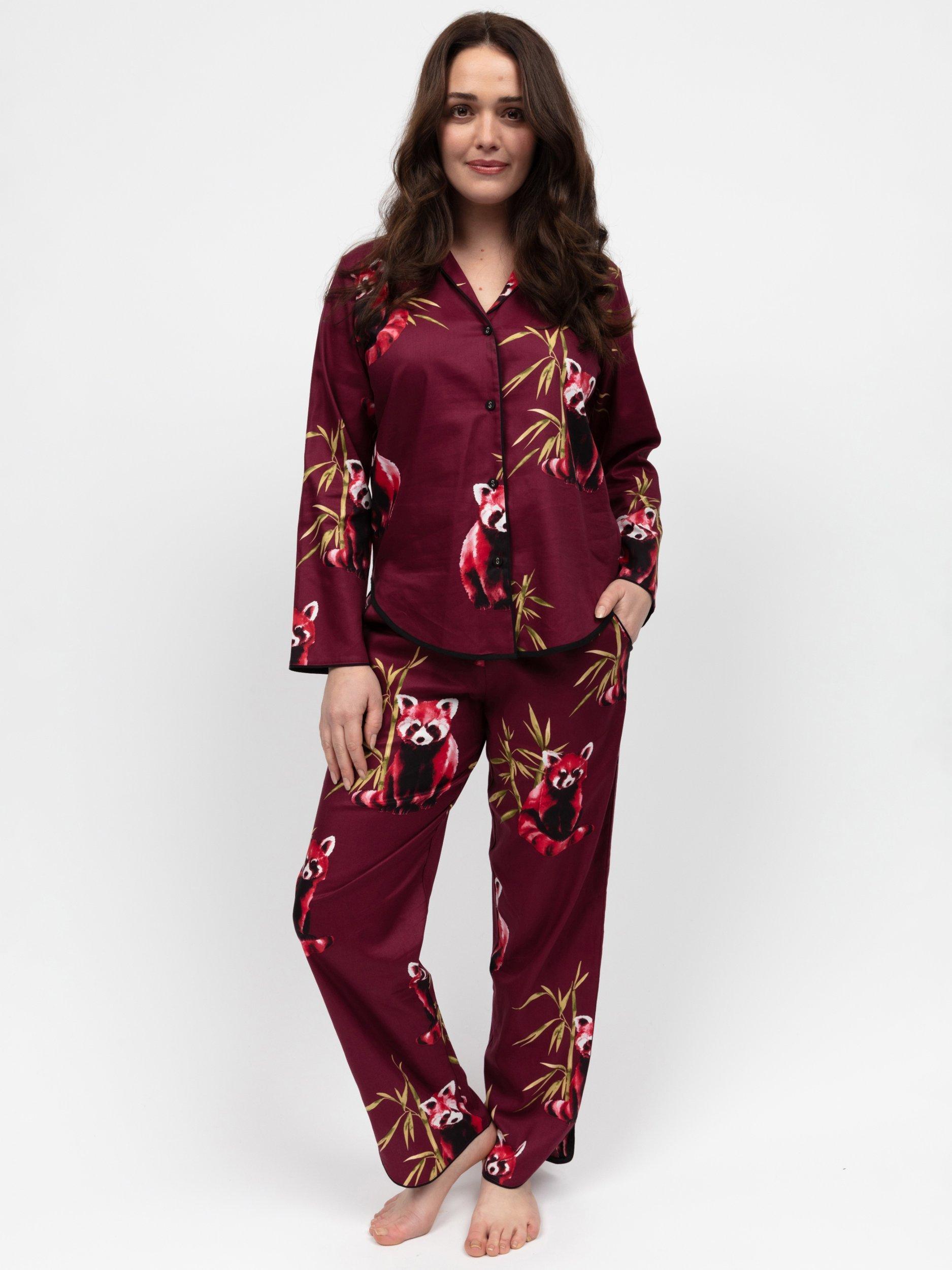 Product image 1 of 4, which shows Cyberjammies Red Panda Long Pyjama Set, Ox Blood, 10