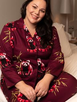 Cyberjammies Red Panda Long Pyjama Set, Ox Blood - view 2, Ox Blood