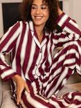 Cyberjammies Yasmin Stripe Long Pyjama Set, Ox Blood