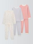 John Lewis Kids' Hearts and Stripes Pyjamas, Pack of 3, Multi