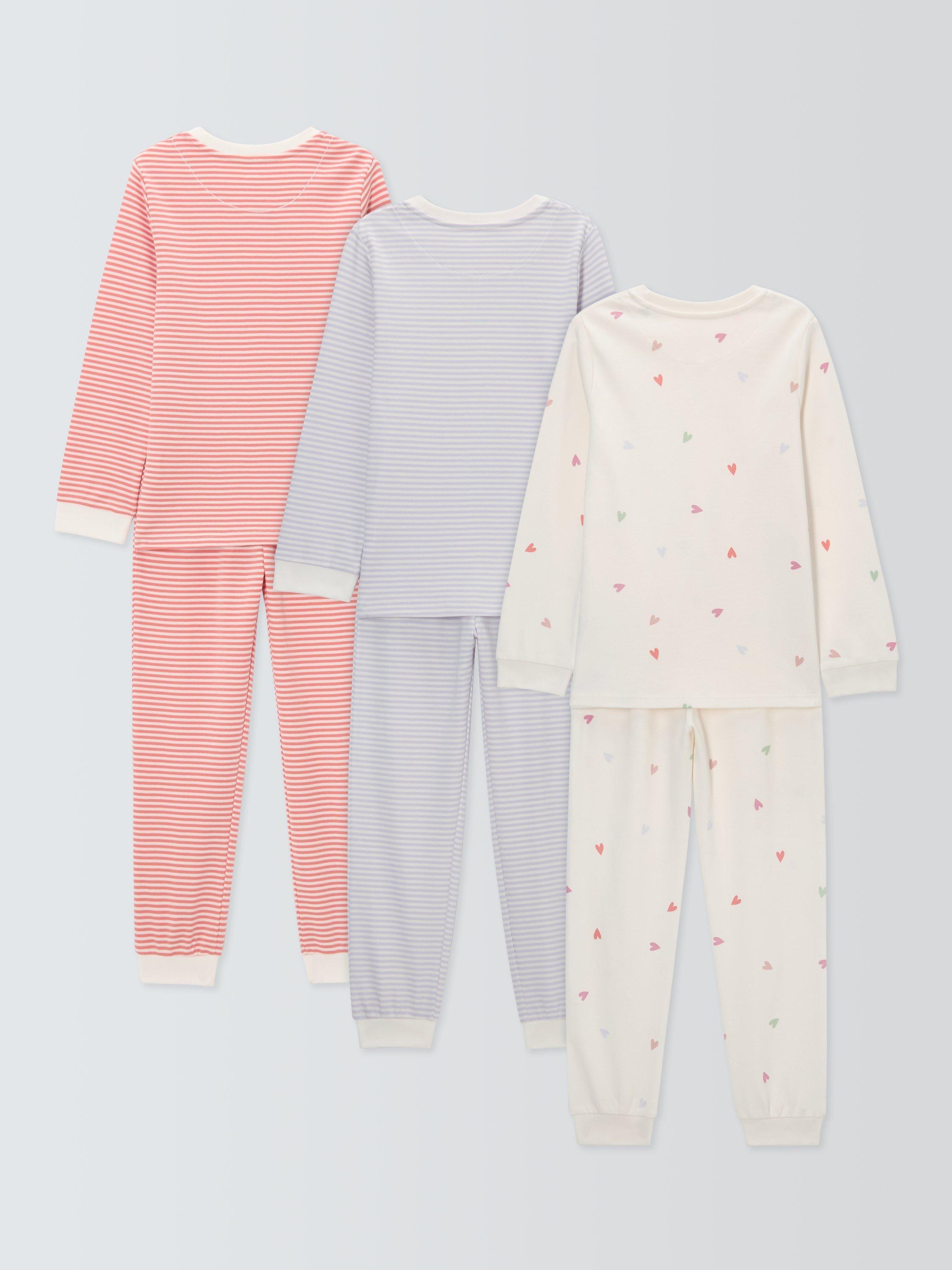 Product image 2 of 6, which shows John Lewis Kids' Hearts and Stripes Pyjamas, Pack of 3, Multi, 3 years