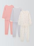 John Lewis Kids' Hearts and Stripes Pyjamas, Pack of 3, Multi