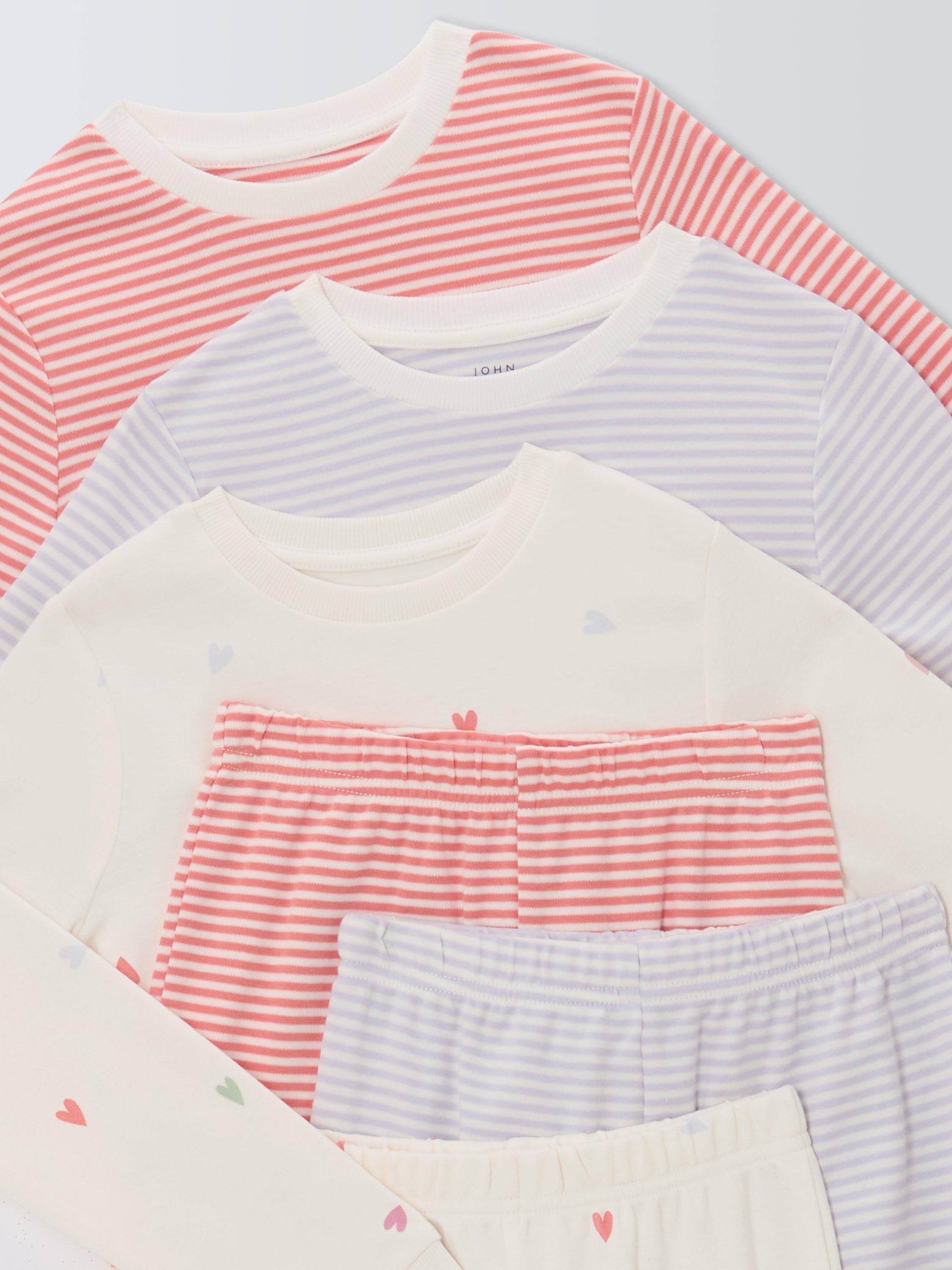 Product image 3 of 6, which shows John Lewis Kids' Hearts and Stripes Pyjamas, Pack of 3, Multi, 3 years