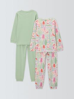 John Lewis Kids' Woodland Pyjamas, Pack of 2, Green - view 2, Green