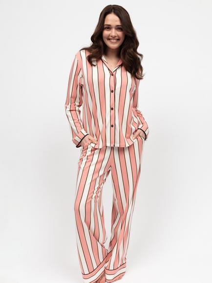 Cyberjammies Stripe Long Pyjama Set, Pink, Pink