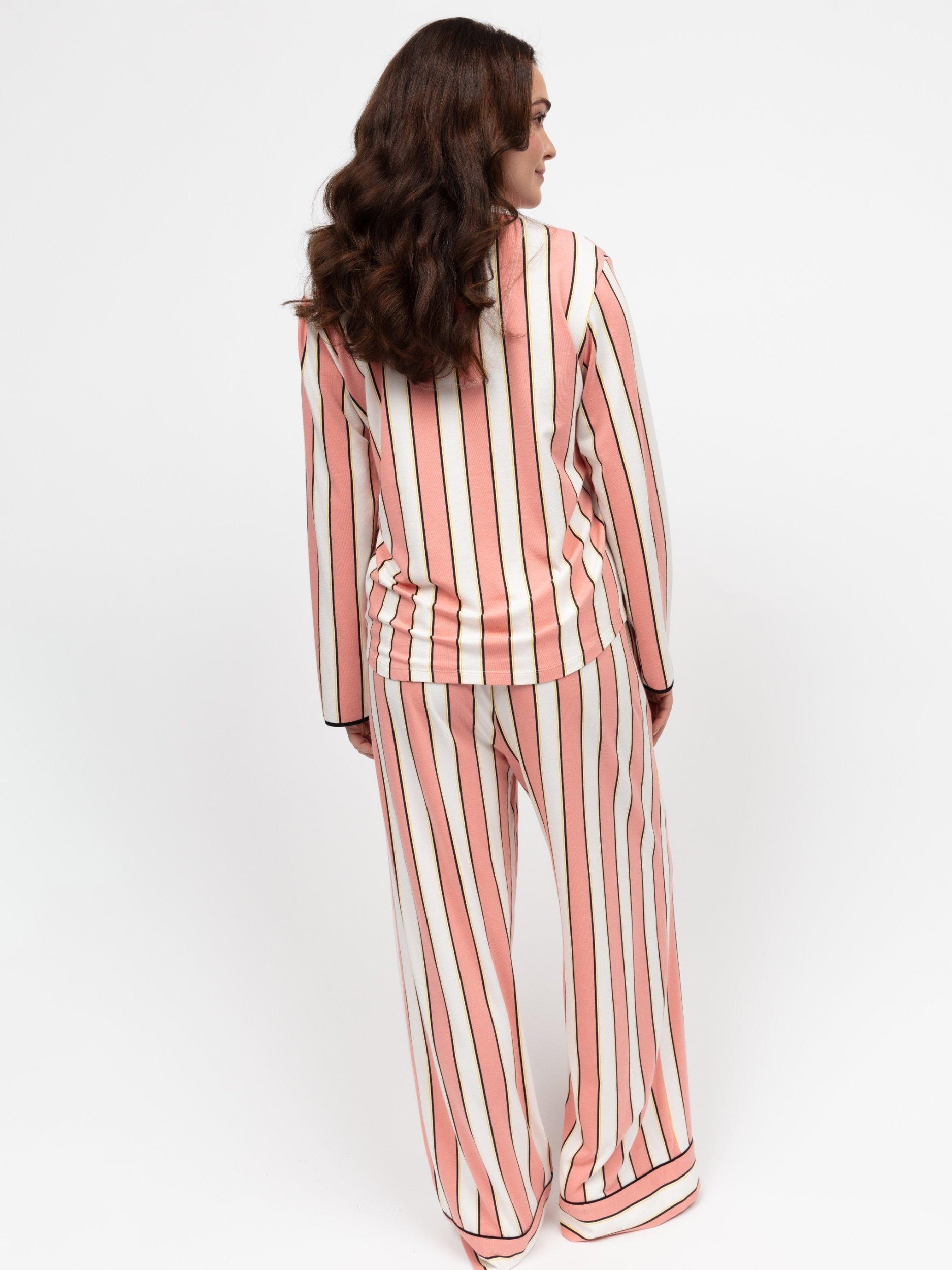 Product image 2 of 3, which shows Cyberjammies Stripe Long Pyjama Set, Pink, 14
