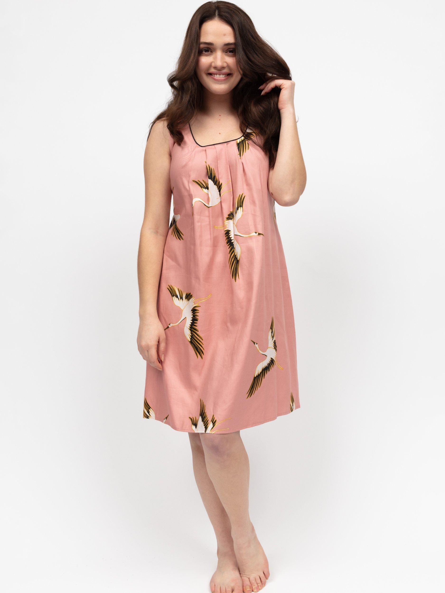Product image 1 of 4, which shows Cyberjammies Bonnie Crane Print Nightdress, Pink, 8
