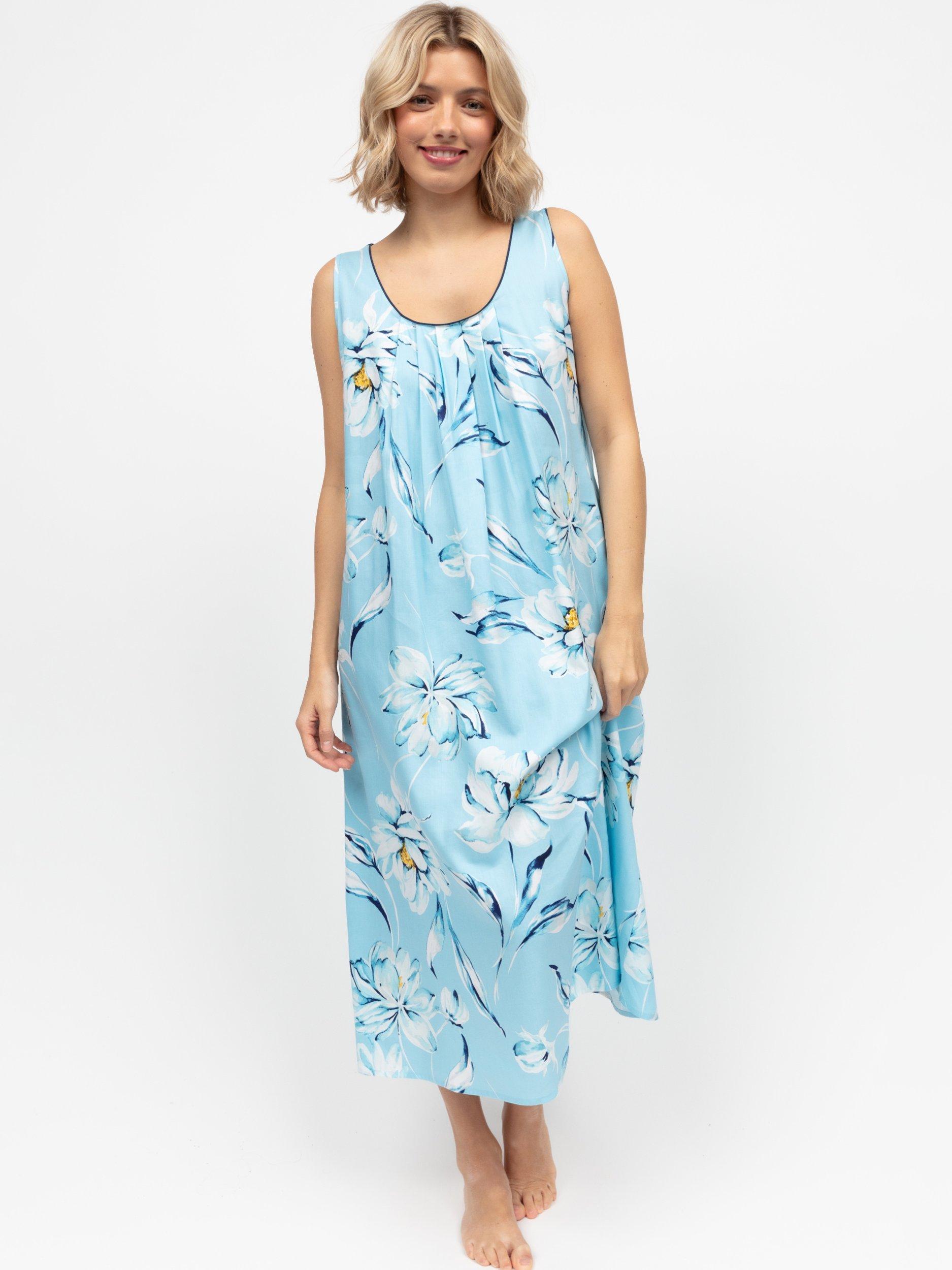 Product image 1 of 3, which shows Cyberjammies Madelyn Floral Long Nightdress, Blue, 8