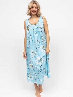Cyberjammies Madelyn Floral Long Nightdress, Blue, Blue