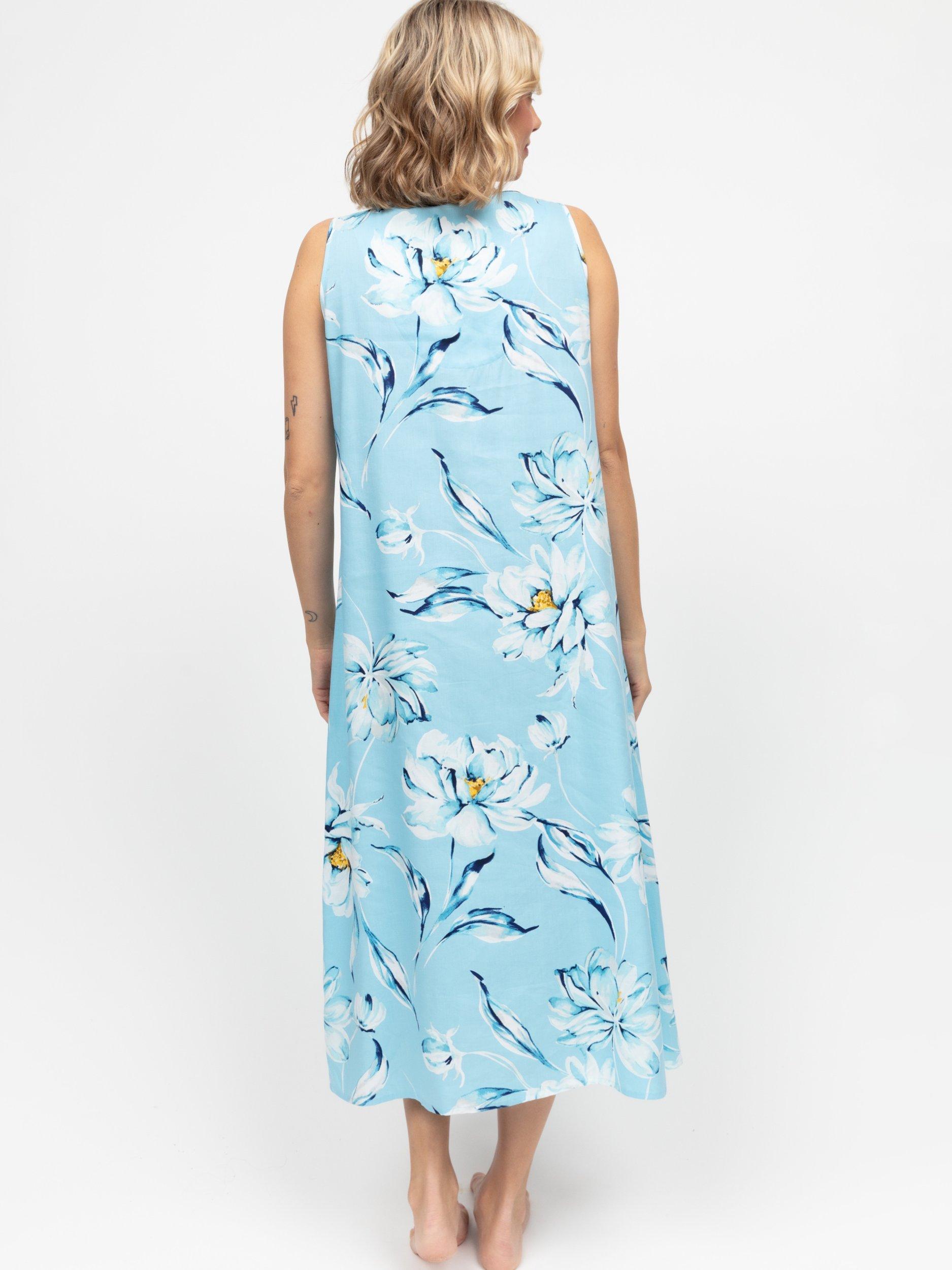 Product image 2 of 3, which shows Cyberjammies Madelyn Floral Long Nightdress, Blue, 8