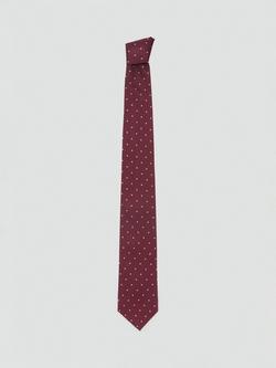Mango Silk Blend Polka Dot Print Tie, Dark Red, Dark Red